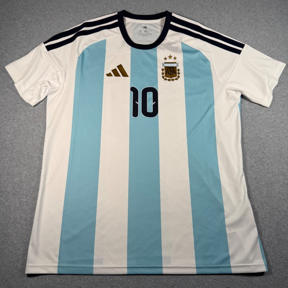Adidas Argentina Messi 10 Jersey XL White Ice Blue World Cup AFA KT0387 New